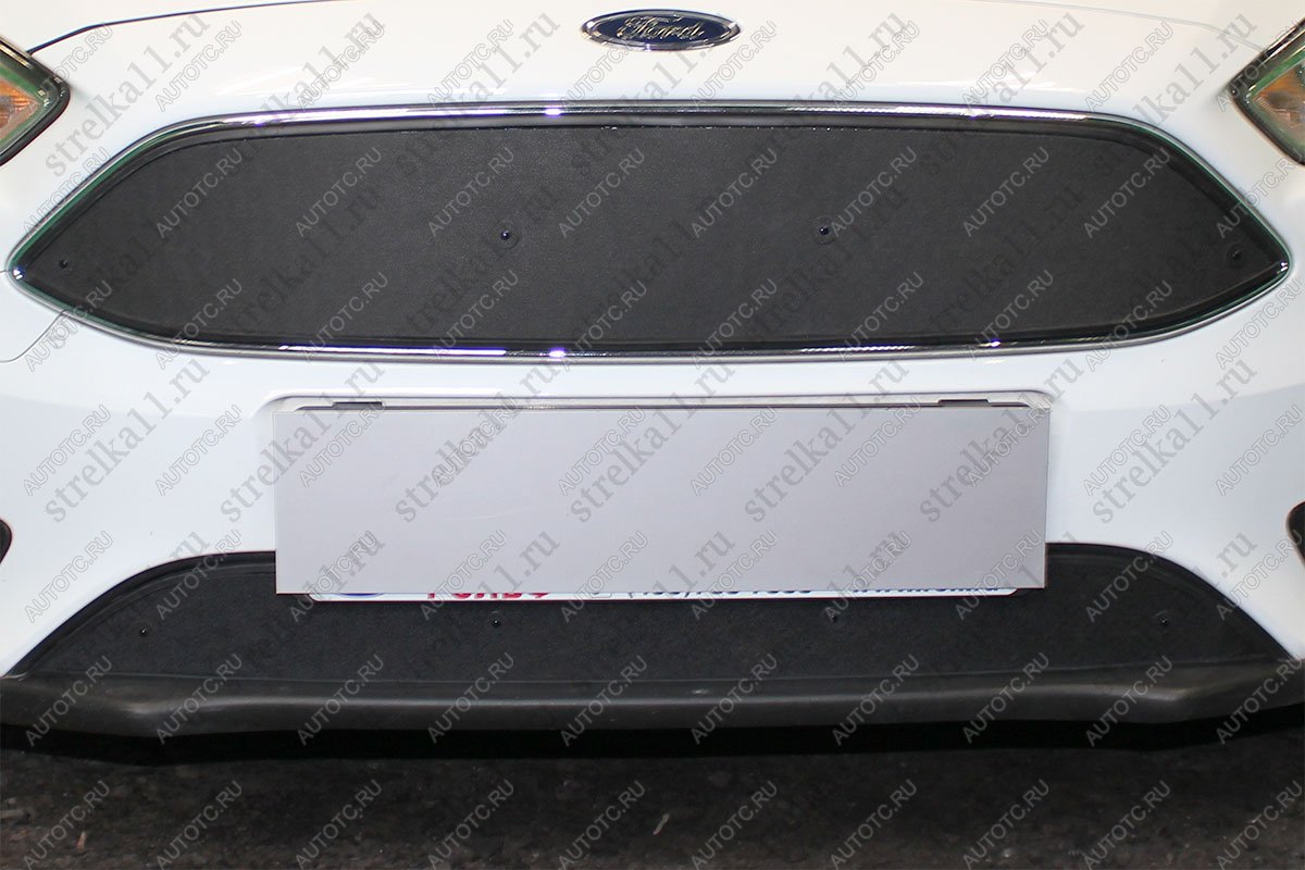 759 р. Зимняя заглушка решетки радиатора (низ) Стрелка11 Ford Focus 3 хэтчбэк рестайлинг (2014-2019) (черная)  с доставкой в г. Майкоп