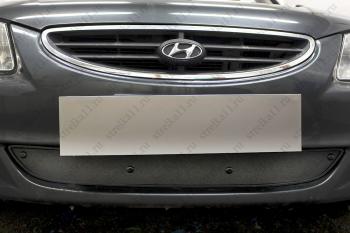Зимняя заглушка решетки радиатора Стрелка11 Hyundai Accent 2 LC седан дорестайлинг (ТагАЗ) (1999-2012) (черная)