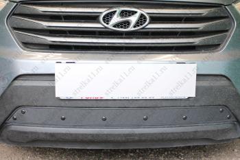 Зимняя заглушка решетки радиатора Стрелка11 Hyundai Creta GS дорестайлинг (2015-2019) (черная)