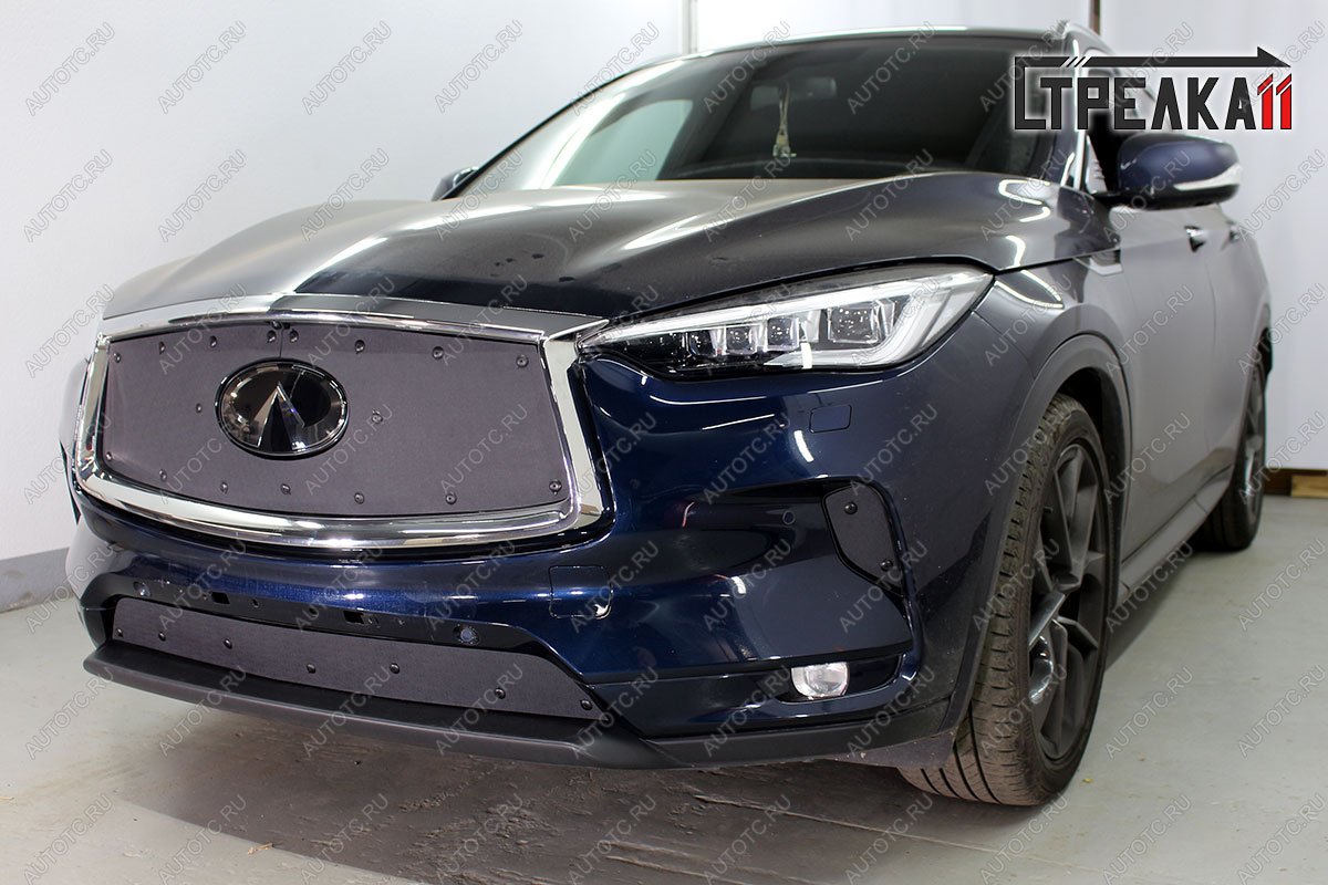 759 р. Зимняя заглушка решетки радиатора (низ) Стрелка11 INFINITI Qx50 J55 (2017-2022) (черная)  с доставкой в г. Майкоп