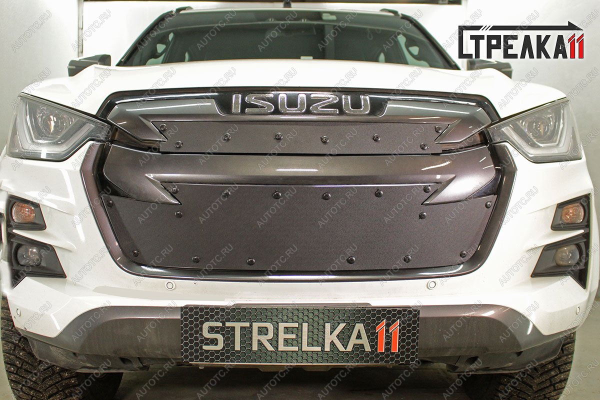 1 099 р. Зимняя заглушка решетки радиатора (низ) Стрелка11 Isuzu D-Max RT85,TFR ExtendedCab рестайлинг (2015-2021) (черная)  с доставкой в г. Майкоп