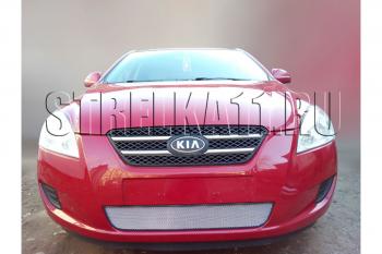 759 р. Зимняя заглушка решетки радиатора Стрелка11 KIA Ceed 1 ED дорестайлинг, хэтчбэк 5 дв. (2006-2010) (черная)  с доставкой в г. Майкоп. Увеличить фотографию 2