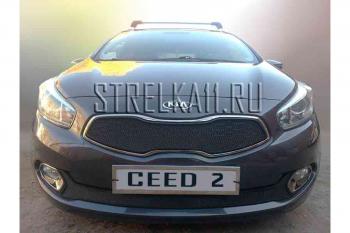 Зимняя заглушка решетки радиатора (низ) Стрелка11 KIA Ceed 2 JD дорестайлинг универсал (2012-2016) (черная)
