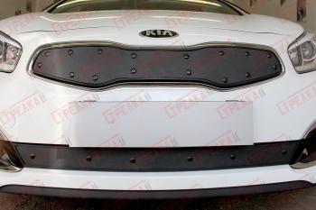 Зимняя заглушка решетки радиатора (верх) (Comfort, Classic) Стрелка11 KIA Ceed 2 JD рестайлинг универсал (2015-2018) (черная)