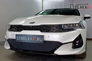 Зимняя заглушка решетки радиатора Стрелка11 KIA K5 DL (2019-2022) (черная)