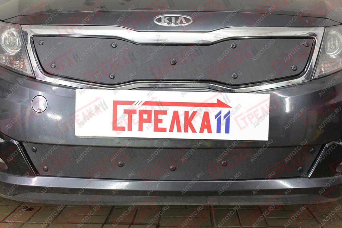 759 р. Зимняя заглушка решетки радиатора (низ) Стрелка11 KIA Optima 3 TF дорестайлинг седан (2010-2013) (черная)  с доставкой в г. Майкоп