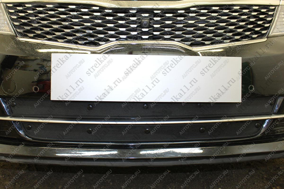1 099 р. Зимняя заглушка решетки радиатора (GT, GT-Line) Стрелка11 KIA Optima 4 JF дорестайлинг седан (2016-2018) (черная)  с доставкой в г. Майкоп