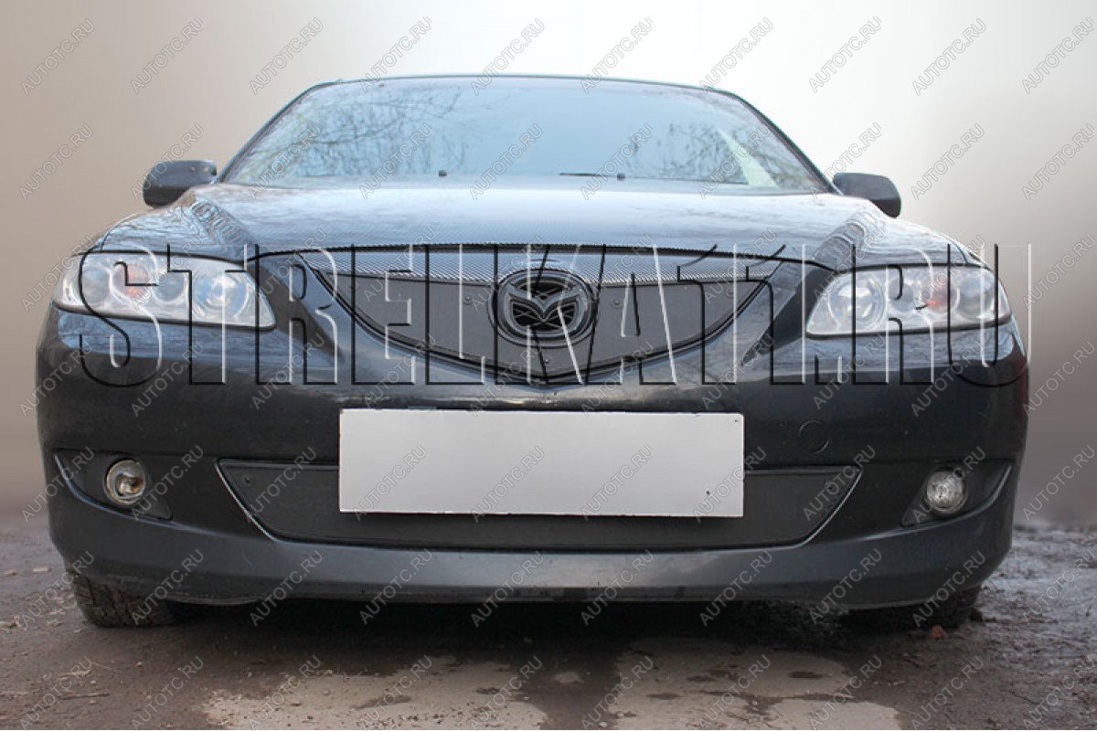 759 р. Зимняя заглушка решетки радиатора (низ) Стрелка11 Mazda 6 GG седан дорестайлинг (2002-2005) (черная)  с доставкой в г. Майкоп