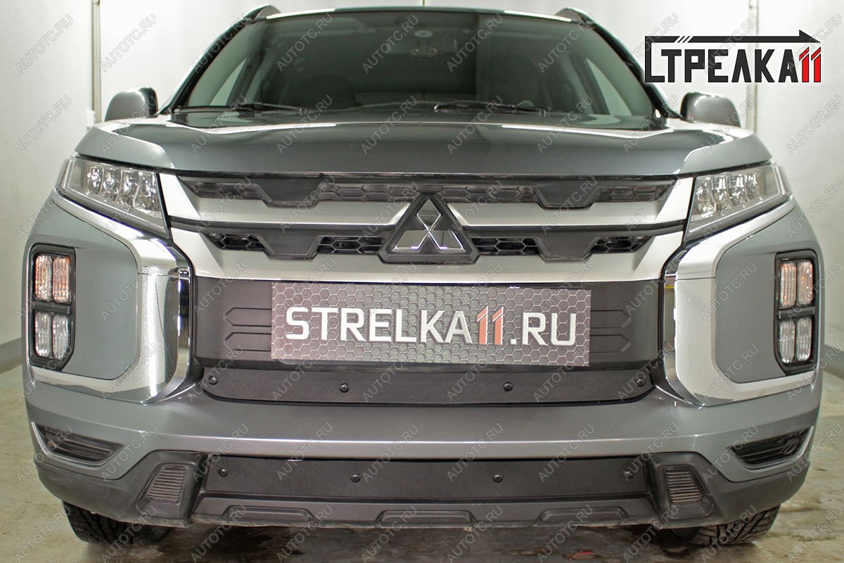 759 р. Зимняя заглушка решетки радиатора (низ) Стрелка11 Mitsubishi ASX 3-ий рестайлинг (2019-2025) (черная)  с доставкой в г. Майкоп