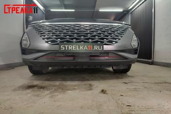 1 099 р. Зимняя заглушка решетки радиатора (4 части) Стрелка11 Omoda C5 (2021-2025) (черная)  с доставкой в г. Майкоп. Увеличить фотографию 2