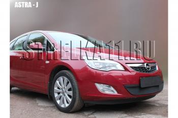 759 р. Зимняя заглушка решетки радиатора Стрелка11 Opel Astra J хэтчбек 5 дв.  рестайлинг (2012-2017) (черная)  с доставкой в г. Майкоп. Увеличить фотографию 2