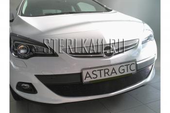 759 р. Зимняя заглушка решетки радиатора Стрелка11 Opel Astra J GTC (2011-2018) (черная)  с доставкой в г. Майкоп. Увеличить фотографию 2