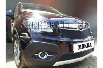 Зимняя заглушка решетки радиатора (верх) Стрелка11 Opel Mokka  дорестайлинг (2012-2016) (черная)