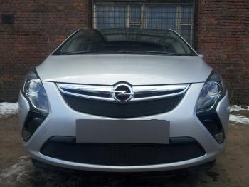 759 р. Зимняя заглушка решетки радиатора (низ) Стрелка11 Opel Zafira С дорестайлинг (2011-2016) (черная)  с доставкой в г. Майкоп. Увеличить фотографию 2