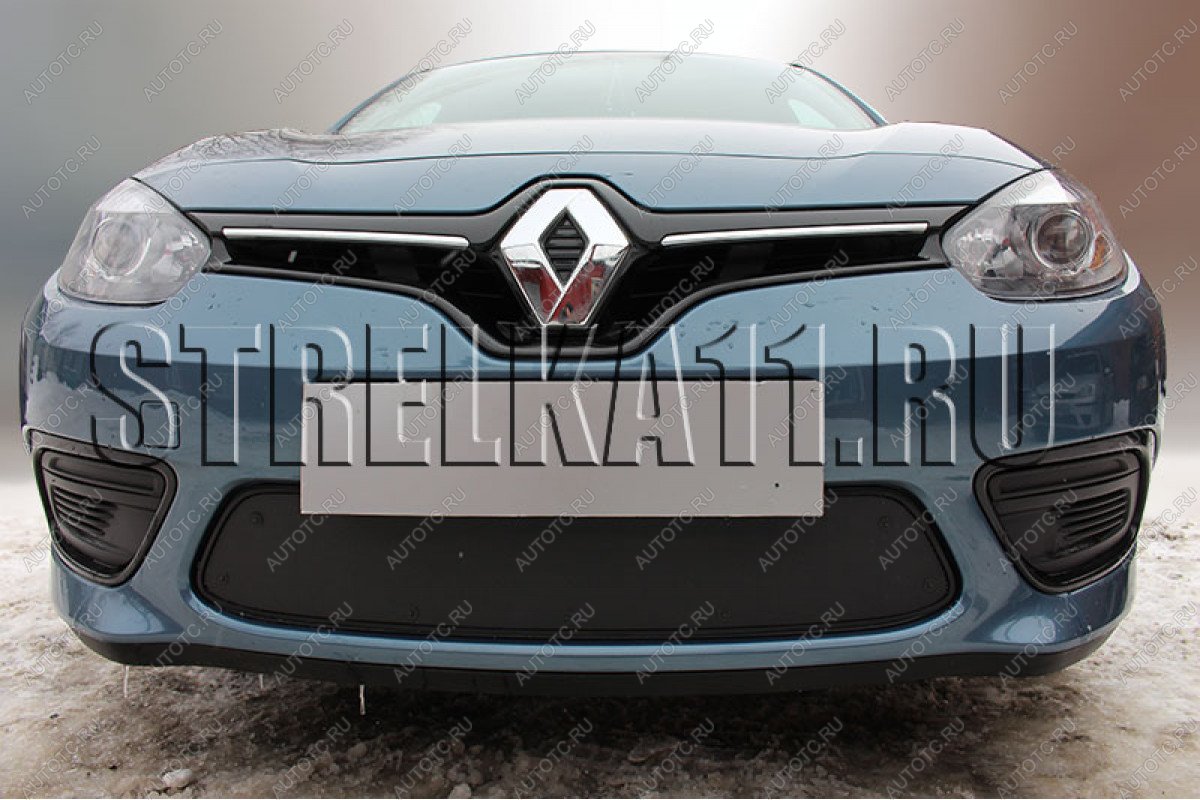 759 р. Зимняя заглушка решетки радиатора (верх, 2 детали) Стрелка11 Renault Fluence рестайлинг (2012-2016) (черная)  с доставкой в г. Майкоп