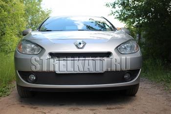 Зимняя заглушка решетки радиатора (низ) Стрелка11 Renault Fluence дорестайлинг (2010-2012) (черная)