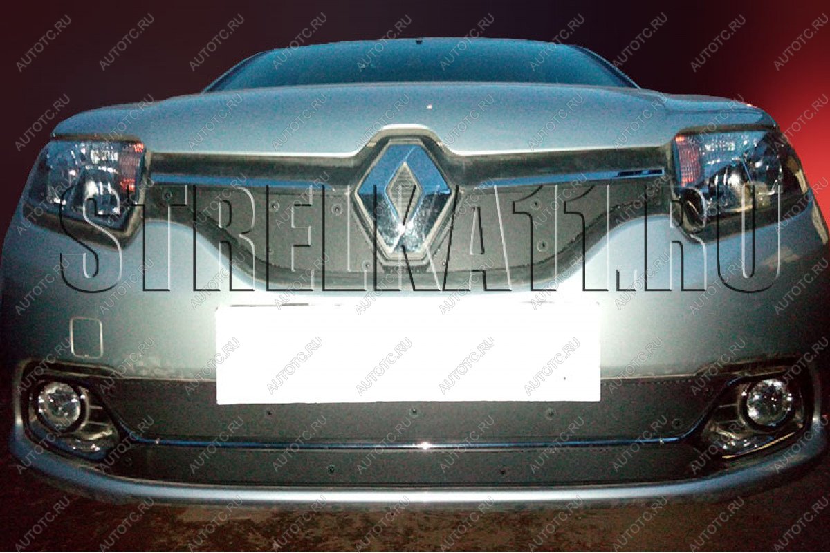 759 р. Зимняя заглушка решетки радиатора (Privilege, Luxe Privilege) (низ) Стрелка11 Renault Logan 2 дорестайлинг (2014-2018) (черная)  с доставкой в г. Майкоп