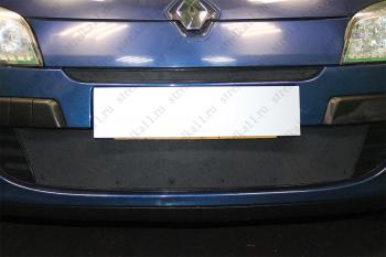 Зимняя заглушка решетки радиатора (низ) Стрелка11 Renault Megane купе 3 дв. дорестайлинг (2008-2012) (черная)