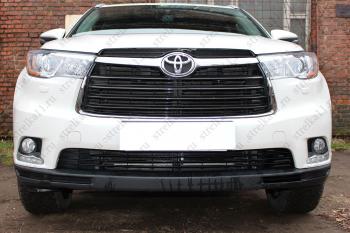 759 р. Зимняя заглушка решетки радиатора (низ) Стрелка11 Toyota Highlander XU50 дорестайлинг (2013-2017) (черная)  с доставкой в г. Майкоп. Увеличить фотографию 2