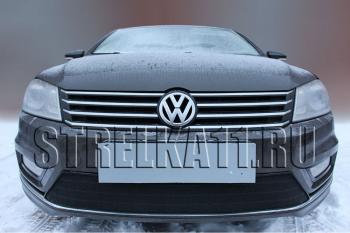 759 р. Зимняя заглушка решетки радиатора (Style) Стрелка11 Volkswagen Passat B7 седан (2010-2015) (черная)  с доставкой в г. Майкоп. Увеличить фотографию 2