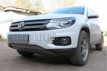 Зимняя заглушка решетки радиатора (Track&Field) Стрелка11 Volkswagen Tiguan NF рестайлинг (2011-2017) (черная)
