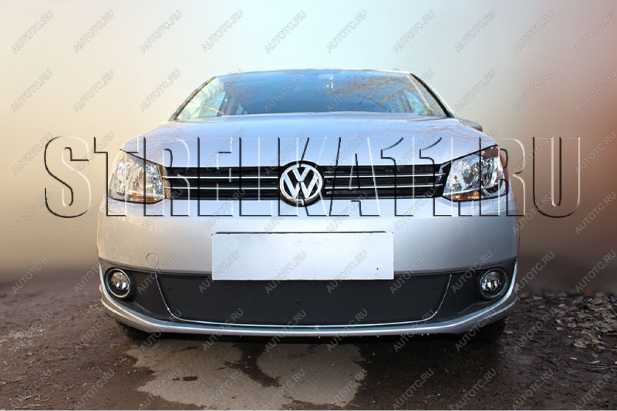 759 р. Зимняя заглушка решетки радиатора Стрелка11 Volkswagen Touran 1T 2-ой рестайлинг минивэн (2010-2015) (черная)  с доставкой в г. Майкоп