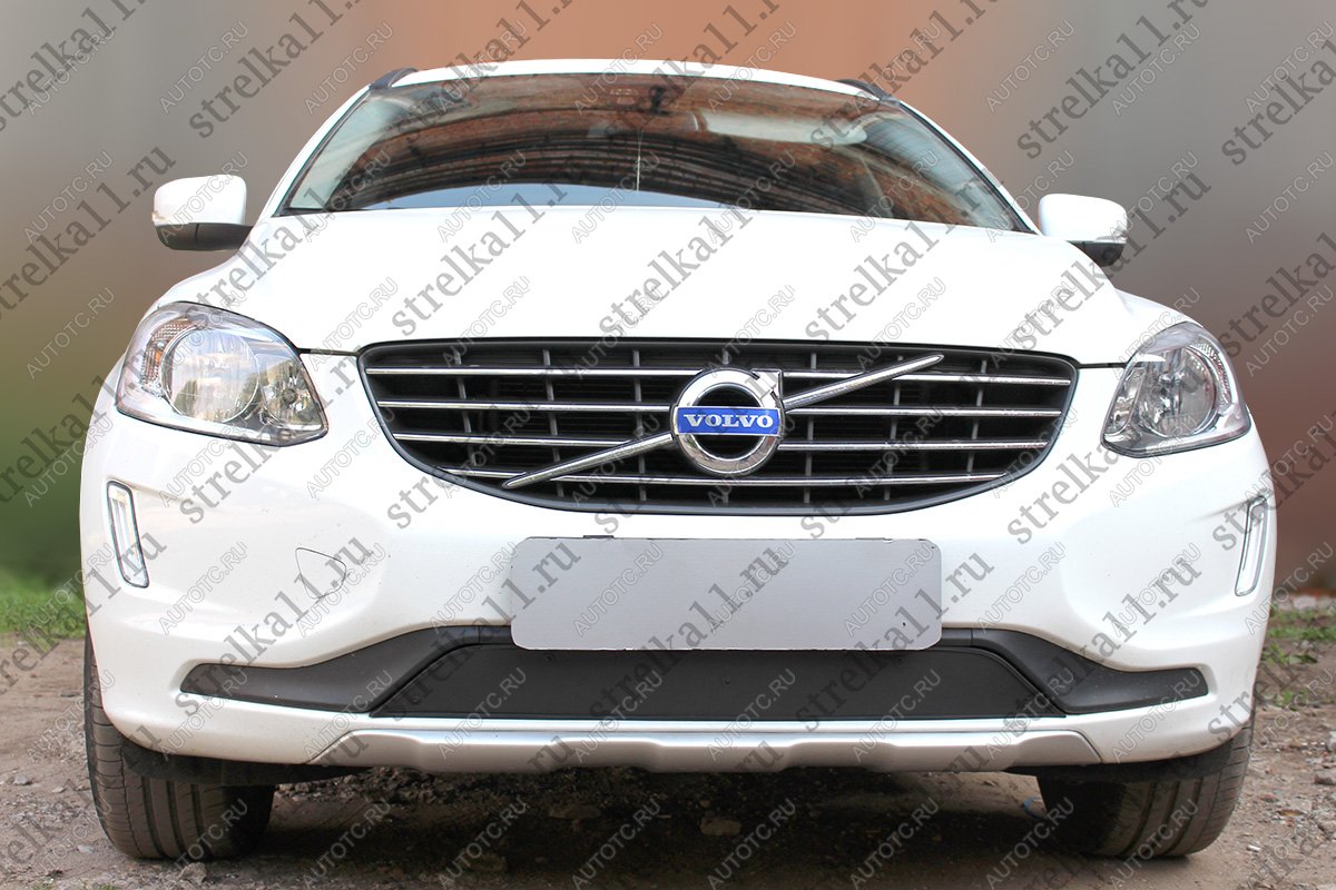 759 р. Зимняя заглушка решетки радиатора Стрелка11 Volvo XC60  рестайлинг (2013-2017) (черная)  с доставкой в г. Майкоп