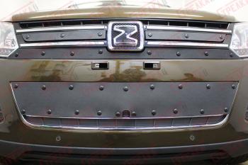 Зимняя заглушка решетки радиатора (верх 3 части) Стрелка11 Zotye T600 (2014-2021) (черная)