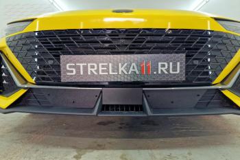 Зимняя защита на стяжке (низ 2 части) Стрелка11 Changan UNI-V лифтбэк (2021-2025) (черная)