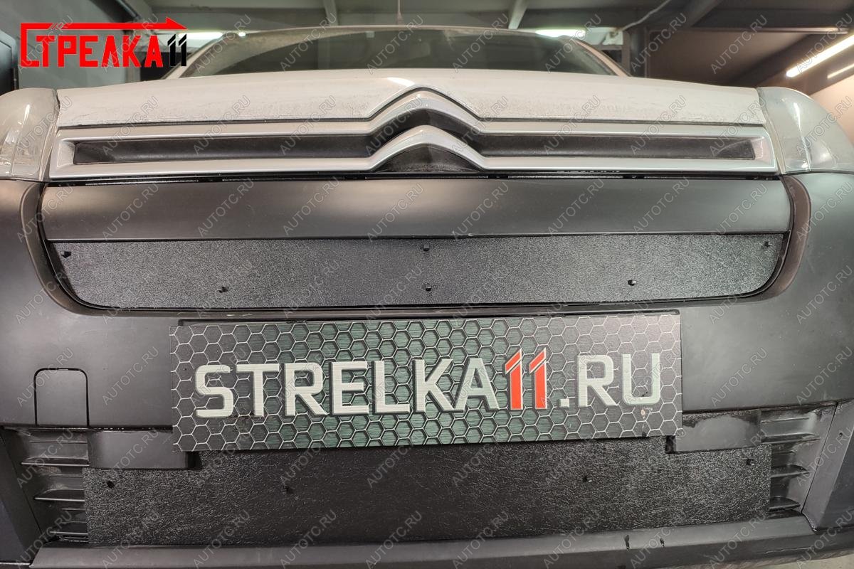 1 179 р. Зимняя защита на стяжке (верх) Стрелка11 CITROEN Berlingo B9 рестайлинг (2015-2022) (черная)  с доставкой в г. Майкоп