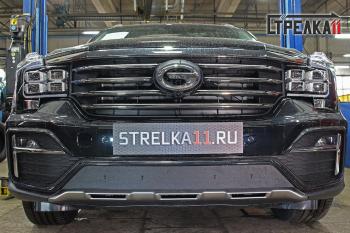 Зимняя защита на стяжке (низ) Стрелка11 GAC GS8 (2016-2023) (черная)