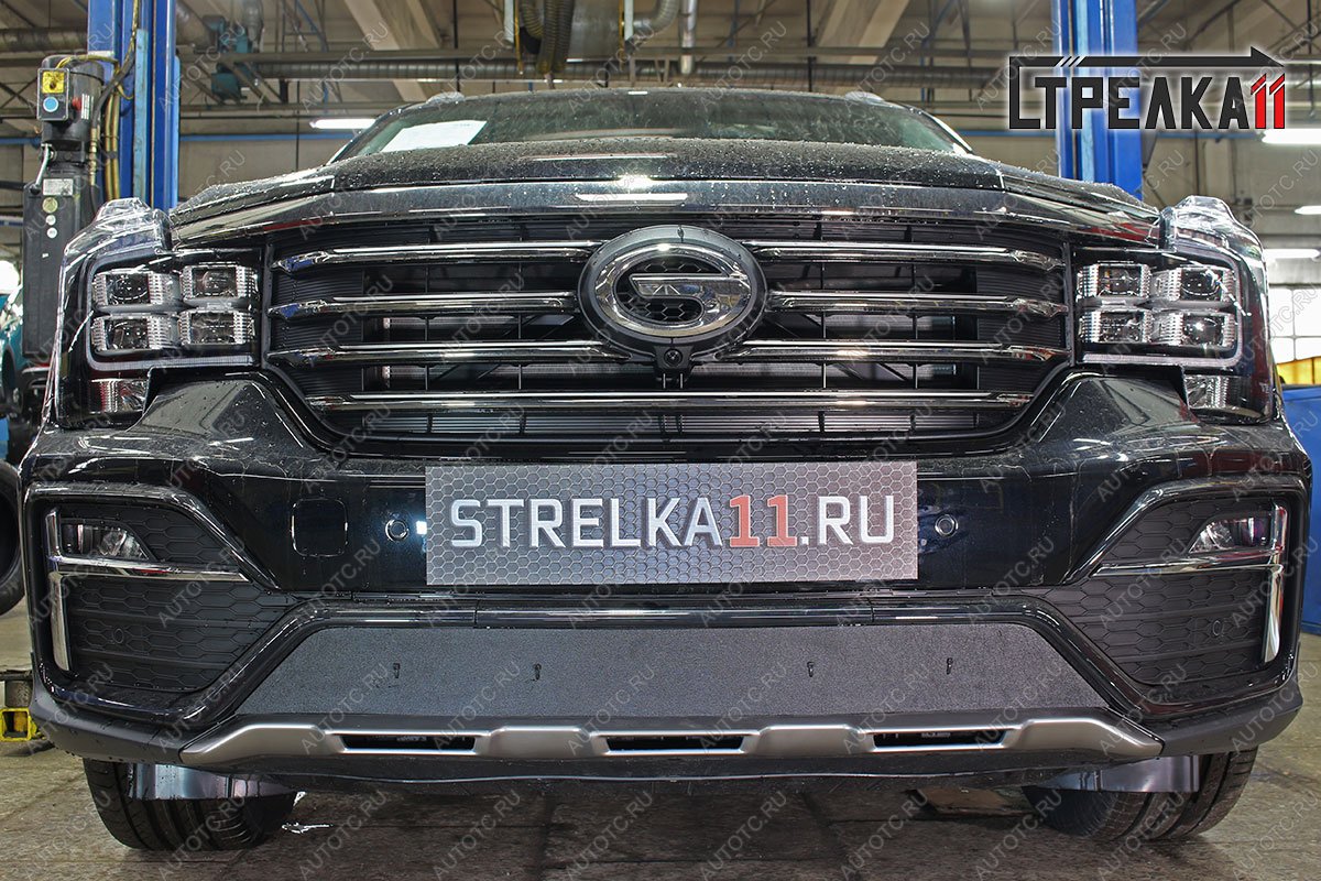 1 799 р. Зимняя защита на стяжке (низ) Стрелка11 GAC GS8 (2016-2023) (черная)  с доставкой в г. Майкоп
