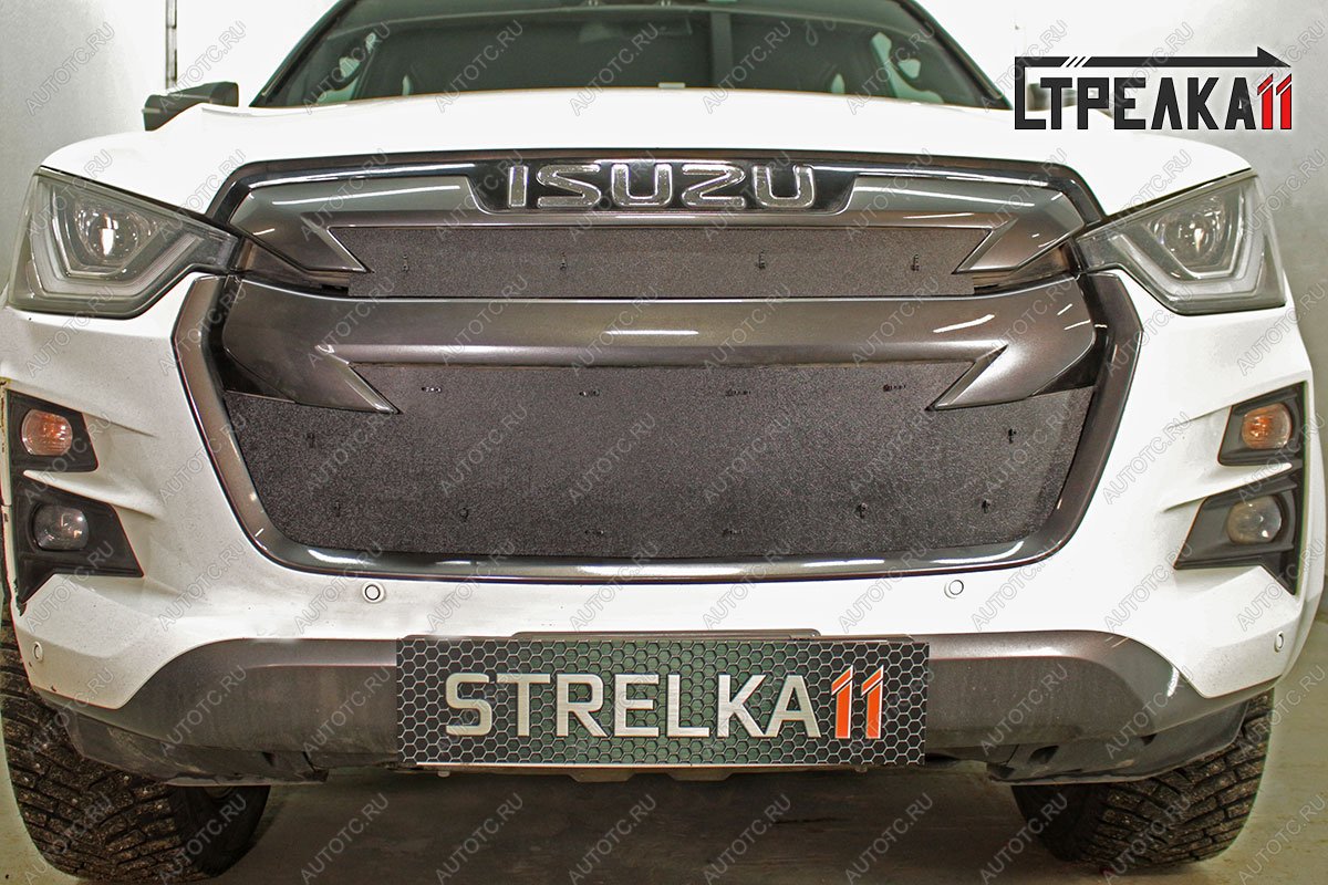 1 129 р. Зимняя защита на стяжке (верх) Стрелка11 Isuzu D-Max RG DoubleCab (2020-2023) (черная)  с доставкой в г. Майкоп