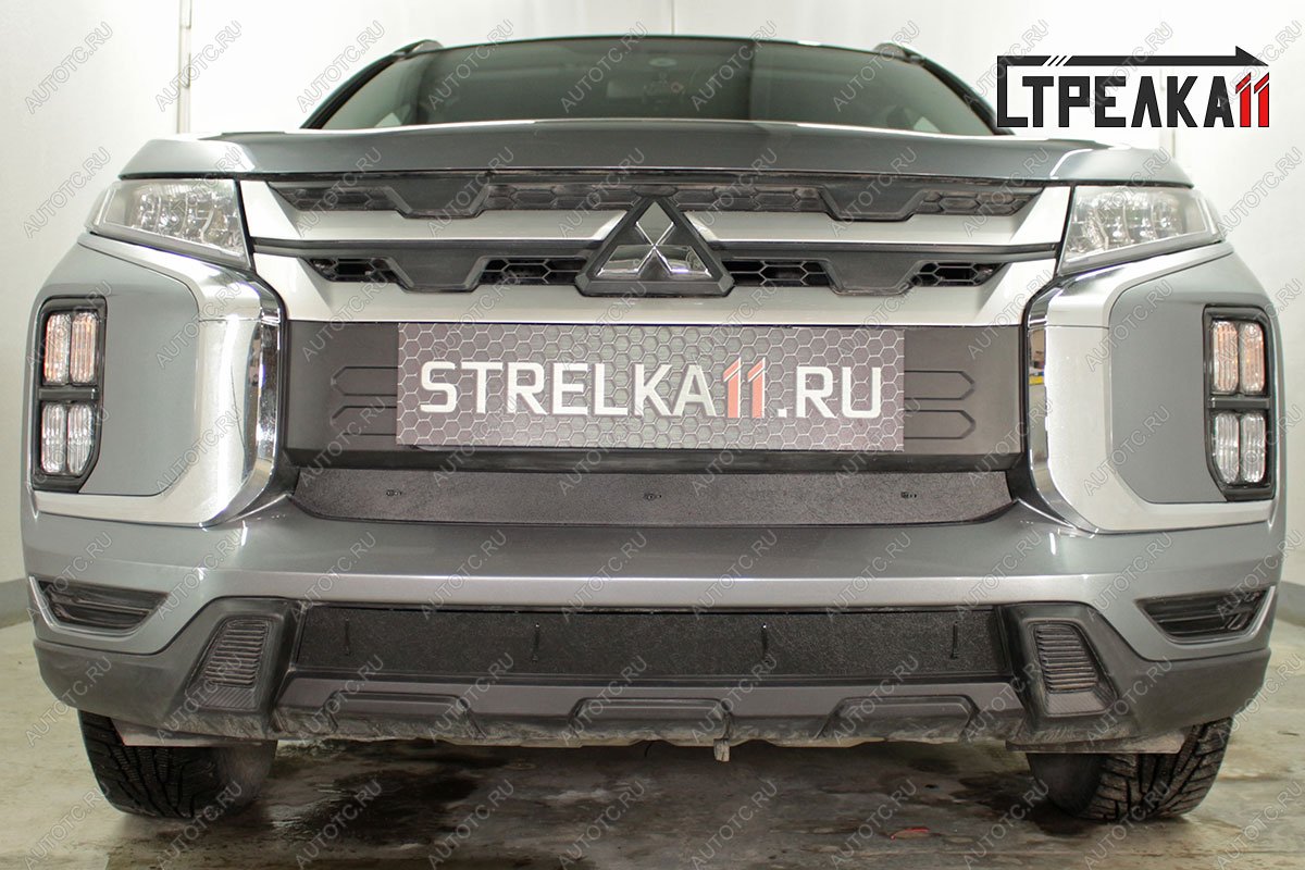 1 129 р. Зимняя защита на стяжке (средина) Стрелка11 Mitsubishi ASX 3-ий рестайлинг (2019-2025) (черная)  с доставкой в г. Майкоп