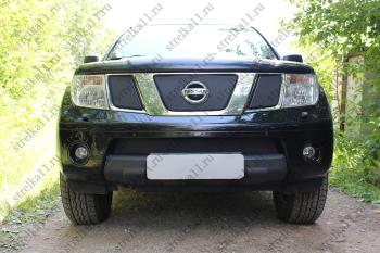 Зимняя защита на стяжке (верх) Стрелка11 Nissan Pathfinder R51 дорестайлинг (2004-2007) (черная)