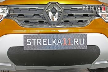 Зимняя защита на стяжке (низ) Стрелка11 Renault Duster HM рестайлинг (2021-2024) (черная)