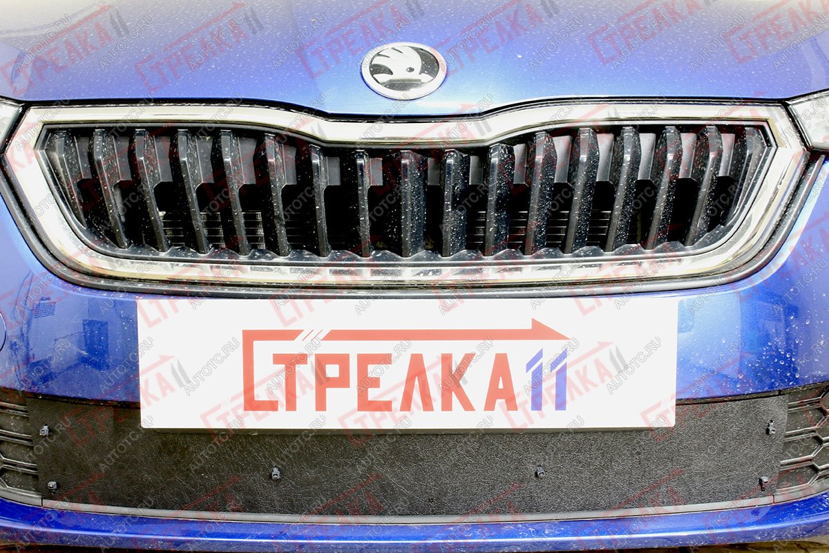 1 489 р. Зимняя защита на стяжке (низ) Стрелка11 Skoda Rapid MK2 (2019-2025) (черная)  с доставкой в г. Майкоп