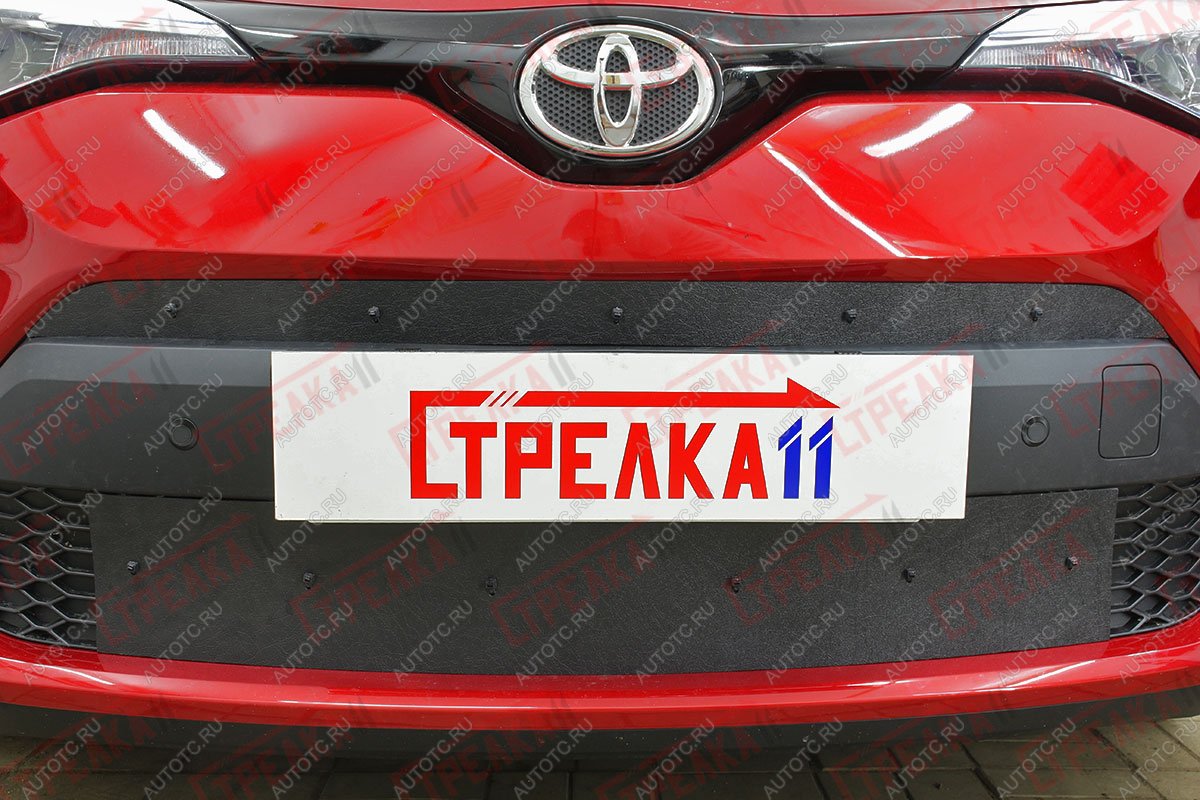 1 349 р. Зимняя защита на стяжке (верх) Стрелка11 Toyota C-HR NGX10, ZGX10 рестайлинг (2019-2025) (черная)  с доставкой в г. Майкоп