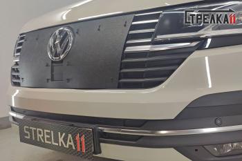 Зимняя защита на стяжке (верх) Стрелка11 Volkswagen Multivan T6.1 рестайлинг (2019-2025) (черная)