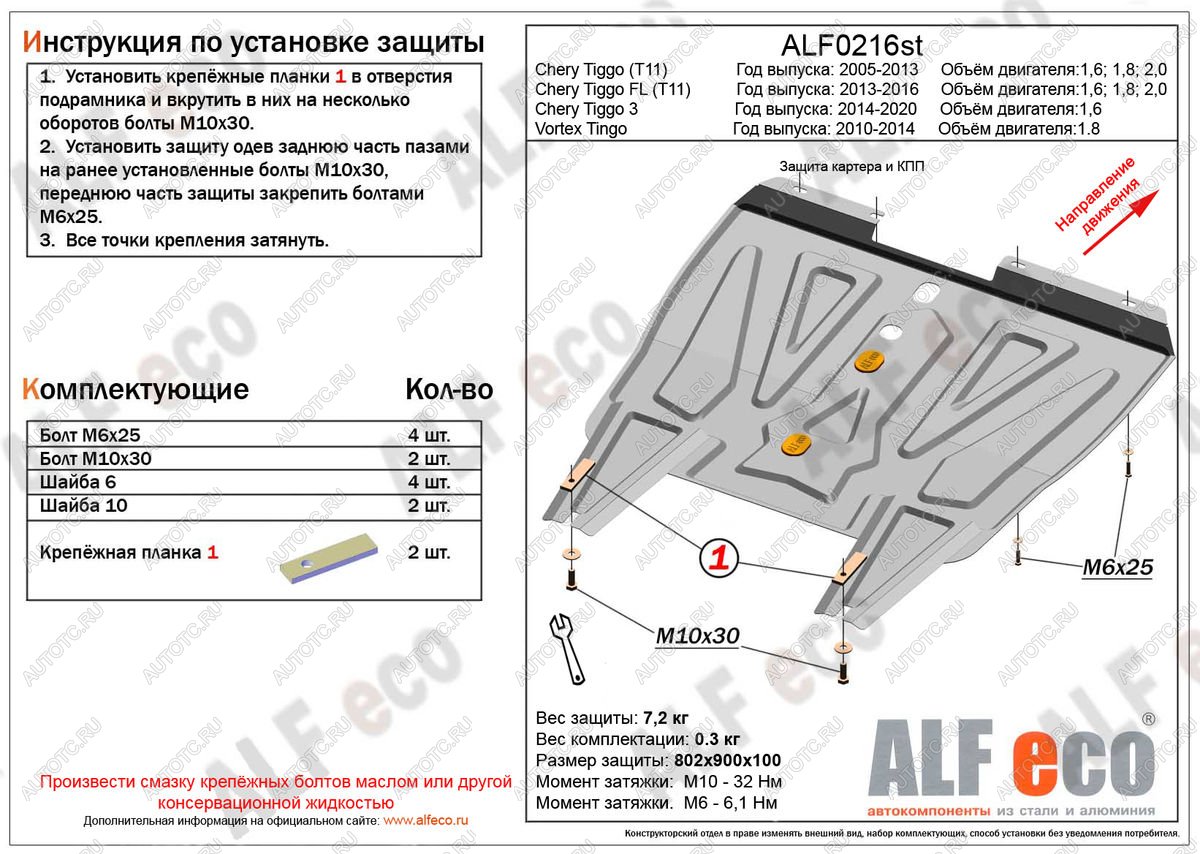 12 299 р. Защита картера и кпп (V-1.8) ALFECO Vortex Tingo дорестайлинг (2010-2012) (алюминий 4 мм)  с доставкой в г. Майкоп