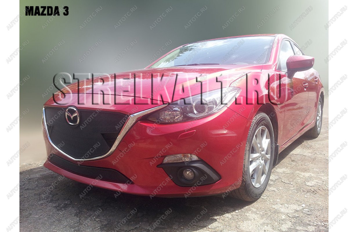 799 р. Зимняя заглушка решетки радиатора (верх) Премиум Стрелка11 Mazda 3/Axela BM дорестайлинг, хэтчбэк (2013-2016) (черная)  с доставкой в г. Майкоп