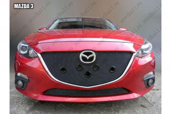 Зимняя заглушка решетки радиатора (низ) премиум Стрелка11 Mazda 3/Axela BM дорестайлинг седан (2013-2016) (черная)