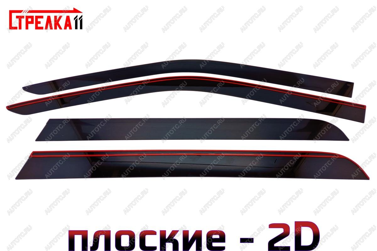 3 799 р. Дефлекторы окон 2D Стрелка11 Honda Pilot YF4 дорестайлинг (2008-2011) (черные)  с доставкой в г. Майкоп