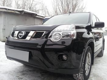 Защита радиатора (середина) Стрелка11 PREMIUM Nissan X-trail 2 T31 рестайлинг (2010-2015) (черная)