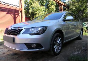 4 649 р. Защита радиатора Стрелка11 PREMIUM Skoda Superb B6 (3T5) универсал рестайлинг (2013-2015) (хром)  с доставкой в г. Майкоп. Увеличить фотографию 2