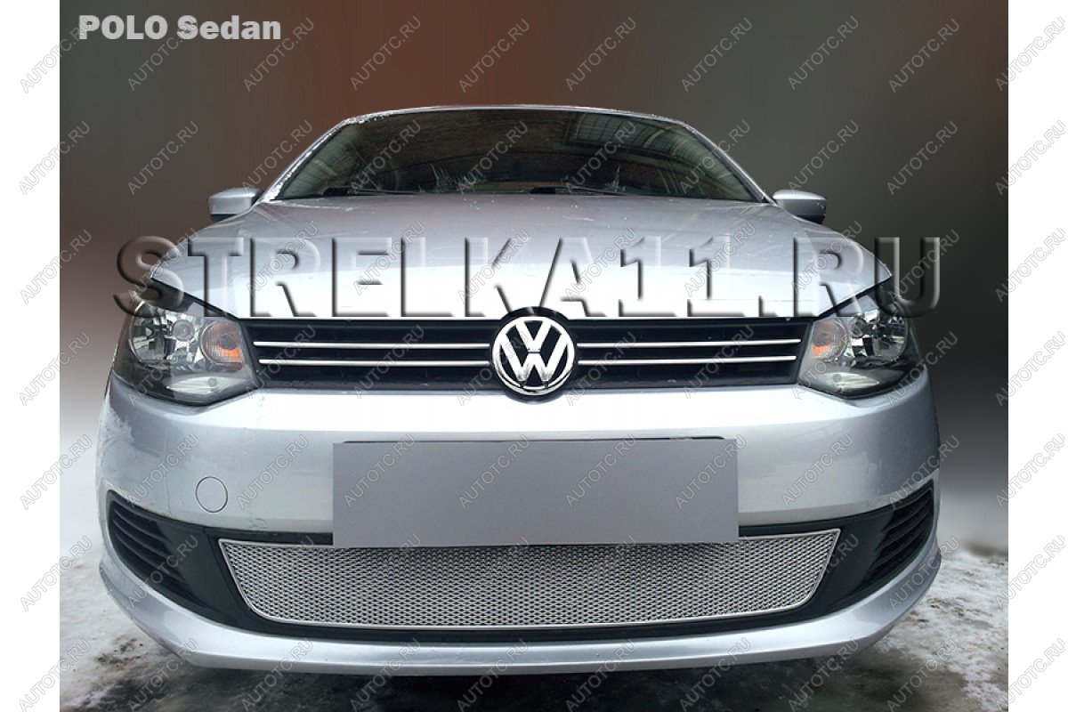 4 199 р. Защита радиатора Стрелка11 PREMIUM Volkswagen Polo 5 седан дорестайлинг (2009-2015) (хром)  с доставкой в г. Майкоп