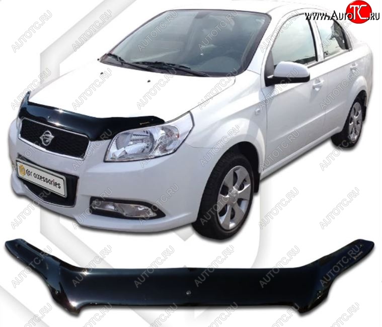 1 999 р. Дефлектор капота CA-Plastiс  Chevrolet Nexia (2020-2022) седан (Classic черный, Без надписи)  с доставкой в г. Майкоп