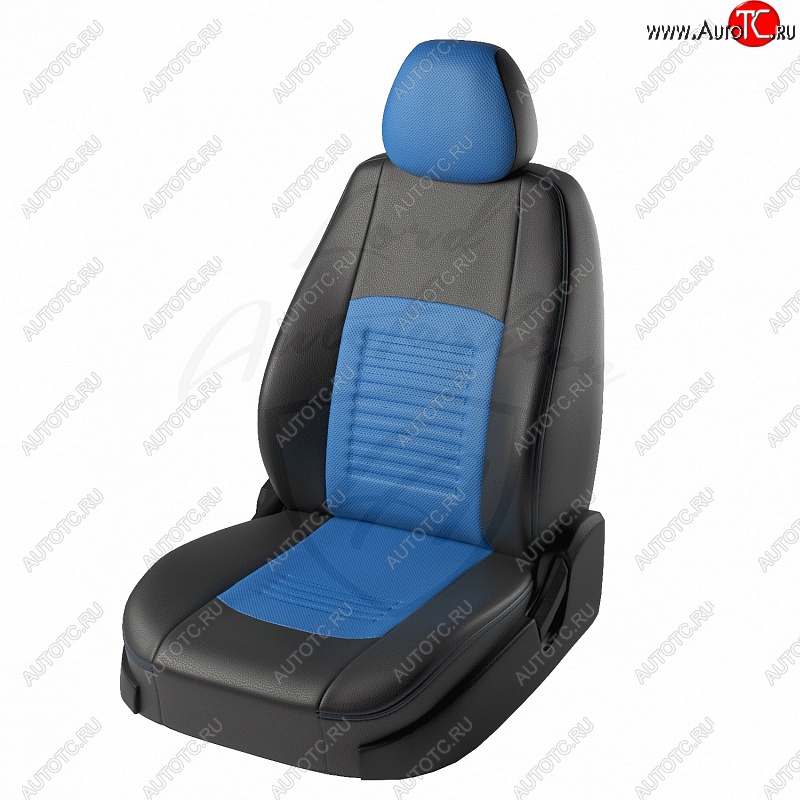 7 999 р. Чехлы для сидений Lord Autofashion Турин (экокожа) Ravon R2 (2016-2025) (Чёрный, вставка синяя)  с доставкой в г. Майкоп