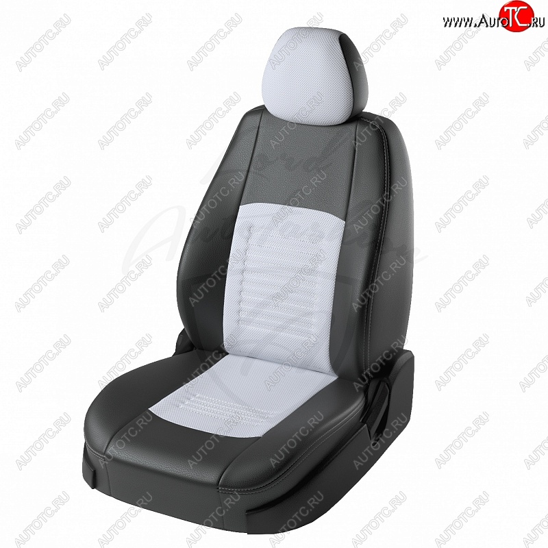 5 499 р. Чехлы для сидений Lord Autofashion Турин (экокожа) Ravon R2 (2016-2025) (Черный, вставка белая)  с доставкой в г. Майкоп