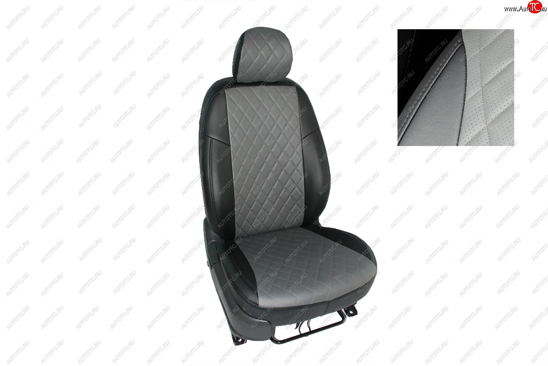 7 549 р. Чехлы для сидений Seintex (экокожа) Ромб Chevrolet Cobalt седан дорестайлинг (2011-2016) (черно-серый)  с доставкой в г. Майкоп